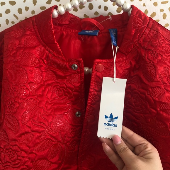 NWT Adidas Originals Red Bonded Lace Bomber Jacket - Picture 6 of 7